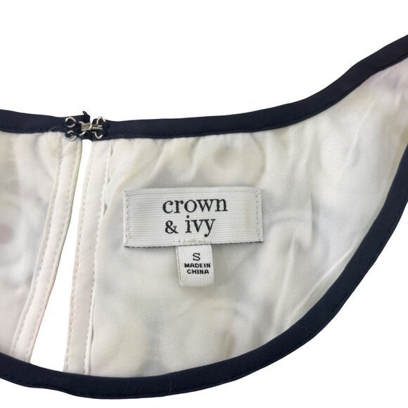 Crown & Ivy Womens Sleeveless Shift Dress Size S Multicolor Floral Crochet Lined - Picture 3 of 11